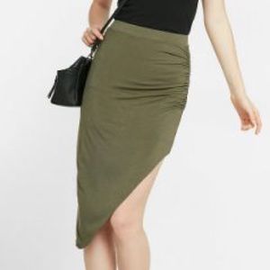 Ruched Side Asymmetrical Maxi Skirt